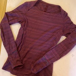 Lululemon maroon black stripe stylish long sleeve